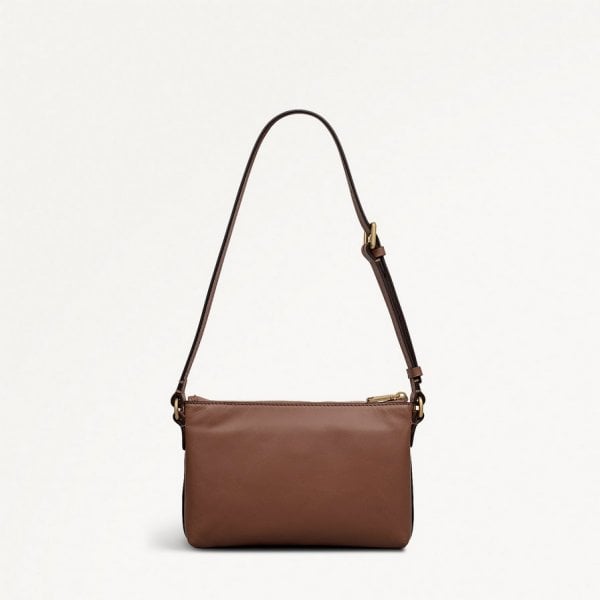Mini Ziptop East West Shoulder Bag in Saddle Tan