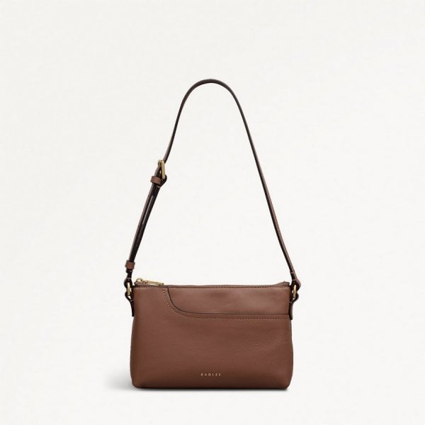 Mini Ziptop East West Shoulder Bag in Saddle Tan
