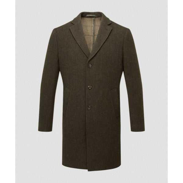 Banchory Tweed Coat in Dark Olive