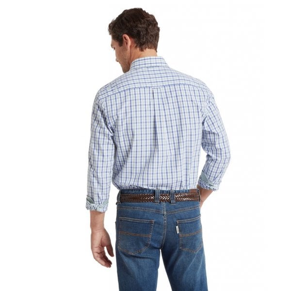 Hebden Tailored Shirt in Mist Blue/ Vintage Indigo Check