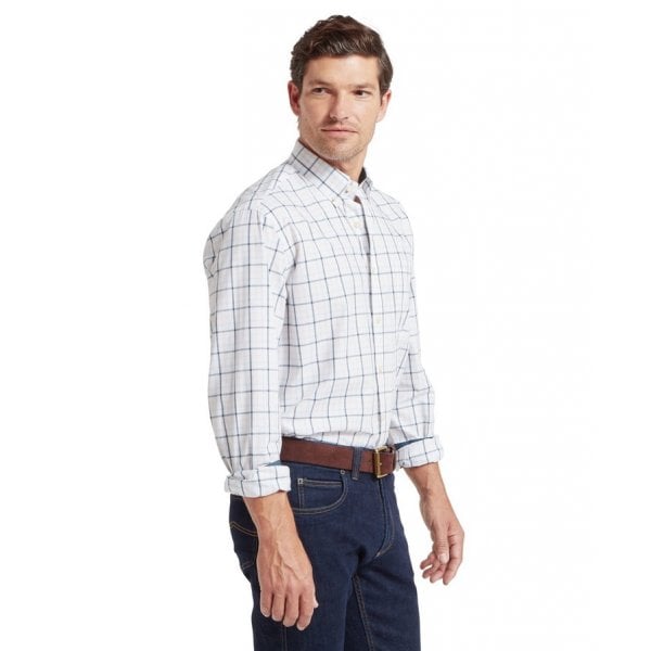 Holkham Classic Shirt in Deep Ocean Blue/Coral Peach