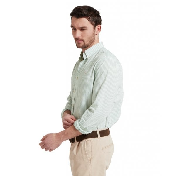Holme Striped Shirt in Aqua Sage