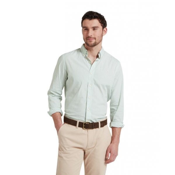 Holme Striped Shirt in Aqua Sage