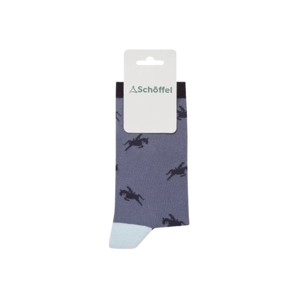 Ladies Cotton Socks In Navy Horse