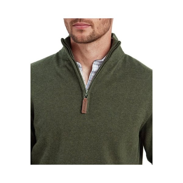 Lewis Lambswool 1/4 Zip Jumper in Woodland