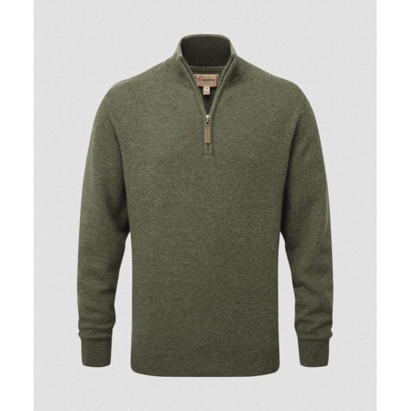 Lewis Lambswool 1/4 Zip Jumper in Woodland
