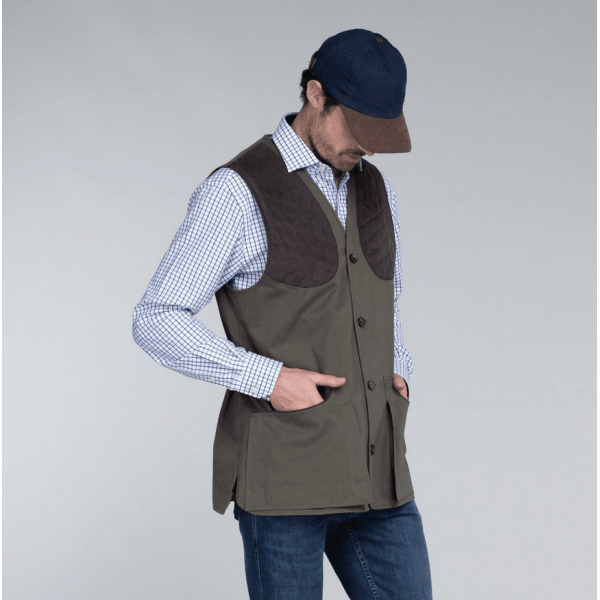 Mens All Seasons Shooting Vest in Dark Olive