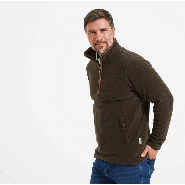 Mens Berkeley 1/4 Zip Fleece Jacket in Dark Olive