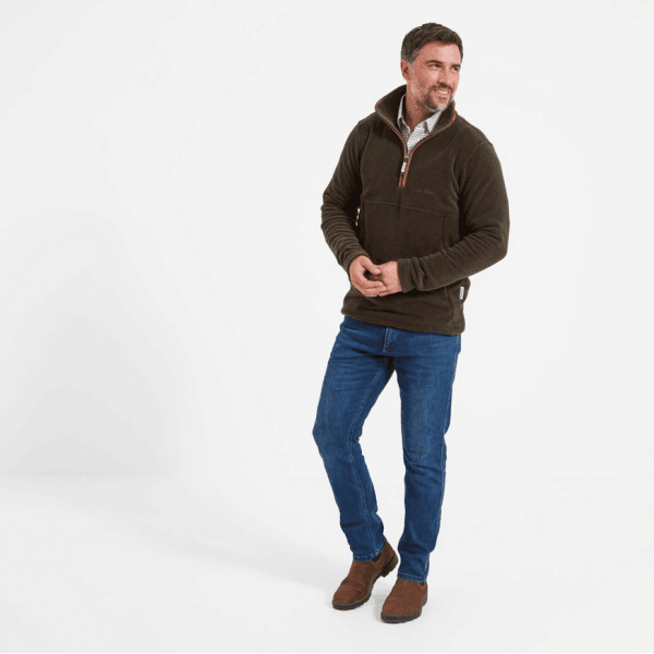 Mens Berkeley 1/4 Zip Fleece Jacket in Dark Olive