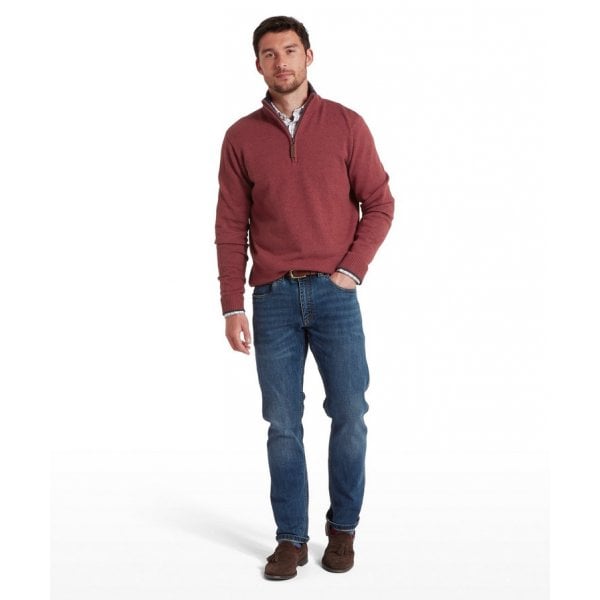 Mens Blair Quarter Zip Jumper in Redwood