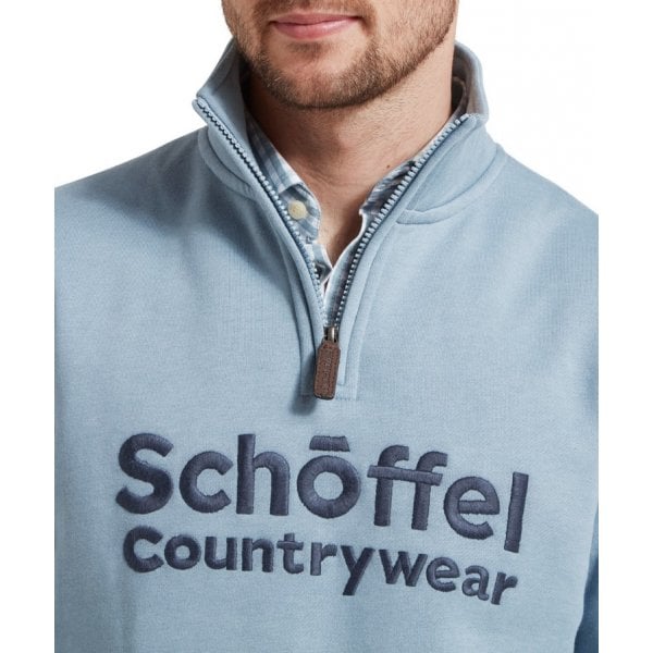 Mens Bude Quarter Zip Sweatshirt in Pigeon Blue