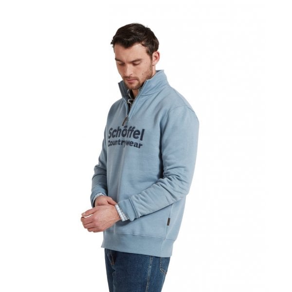 Mens Bude Quarter Zip Sweatshirt in Pigeon Blue