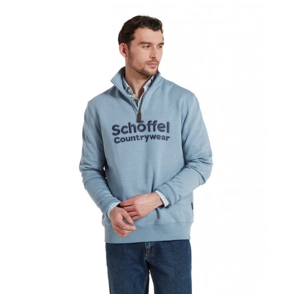 Mens Bude Quarter Zip Sweatshirt in Pigeon Blue