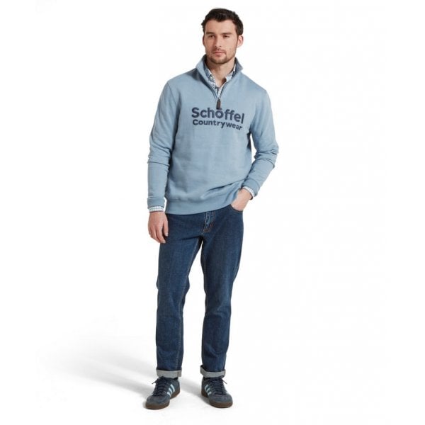 Mens Bude Quarter Zip Sweatshirt in Pigeon Blue