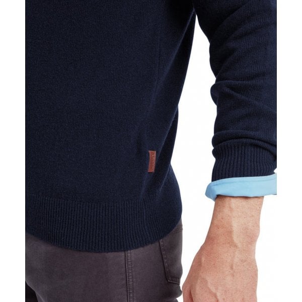 Mens Lewis Lambswool 1/4 Zip Jumper in Navy