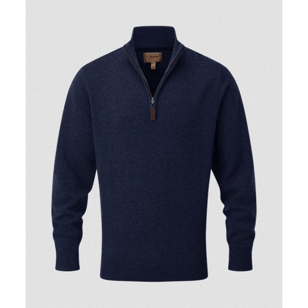 Mens Lewis Lambswool 1/4 Zip Jumper in Navy