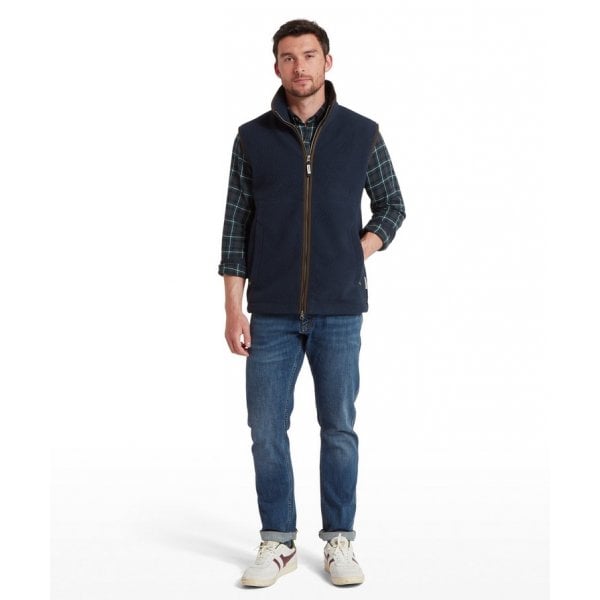Mens Oakham Retro Fleece Gilet in True Navy