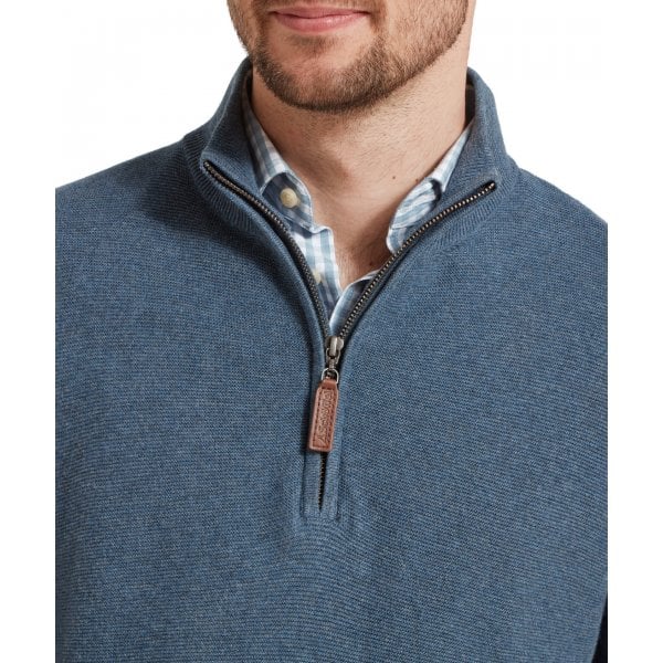 Mens Porthleven 1/4 Zip jumper in Dark Pigeon Blue