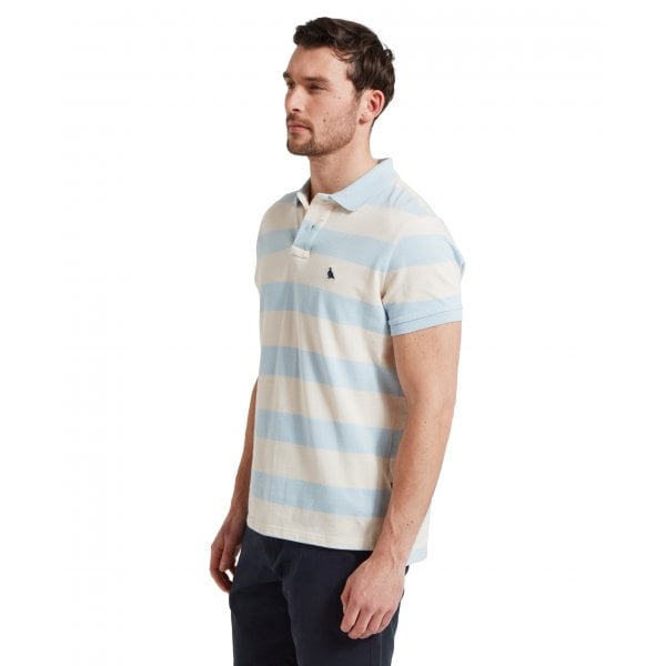 Mens St Ives Heritage Polo in Pale Blue stripe
