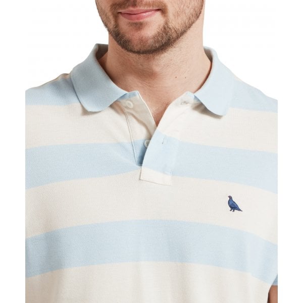 Mens St Ives Heritage Polo in Pale Blue stripe