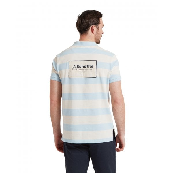 Mens St Ives Heritage Polo in Pale Blue stripe