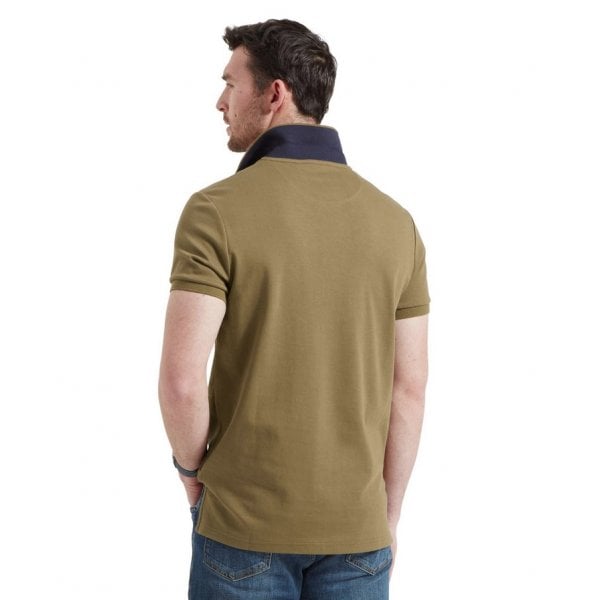 St Ives Jersey Polo Shirt in Dark Khaki Green