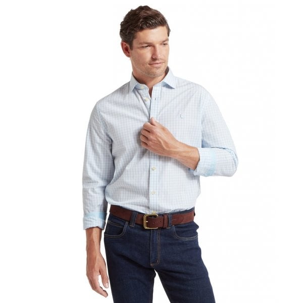 Thorpeness Tailored Shirt in Powder Blue Check
