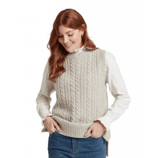Womens Evie Sleeveless Jumper in Cobblestone