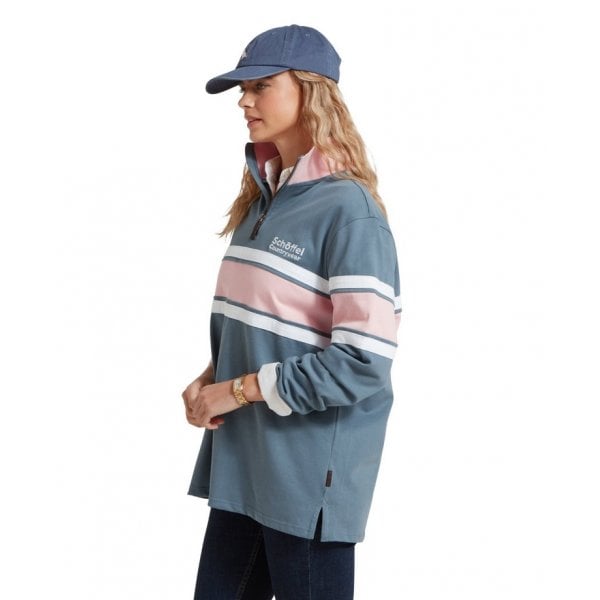 Womens Exmouth Heritage 1/4 Zip Sweatshirt in Dark Blue