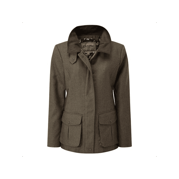 Womens Lilymere Tweed Jacket in Loden Green Heringbone