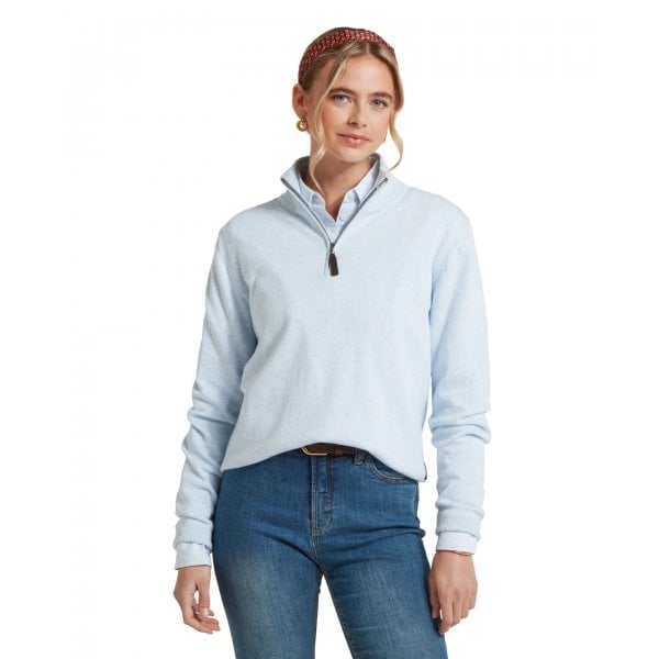 Womens Polperro Pima 1/4 Zip In Blue Water