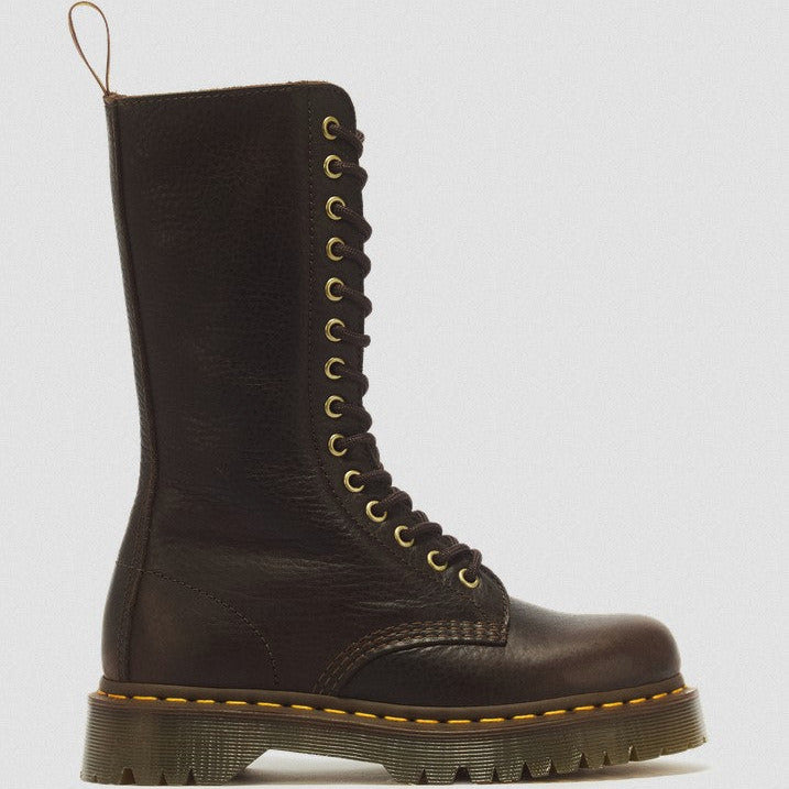 1B99 Bex 14 Eye Ambassador Leather Lace up Boot in Dark Brown