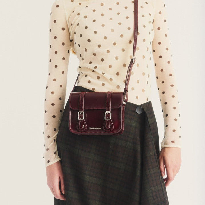 7 Inch Vegan Crossbody Bag in Cherry Red