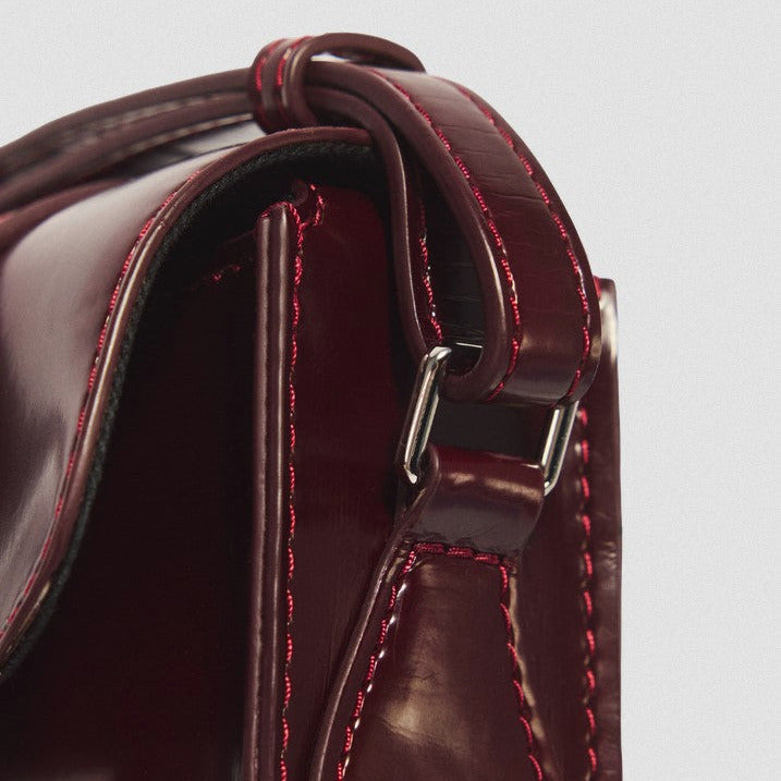 7 Inch Vegan Crossbody Bag in Cherry Red