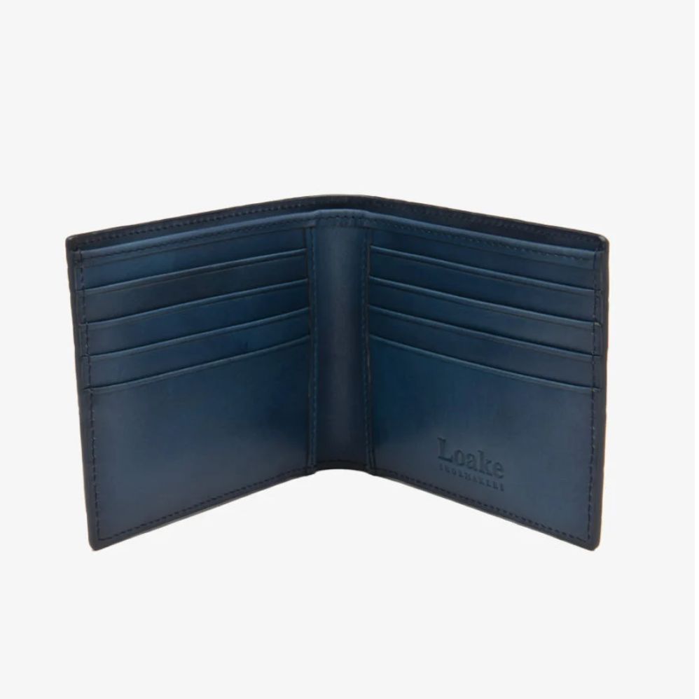 Lombard Navy Croc Print Wallet