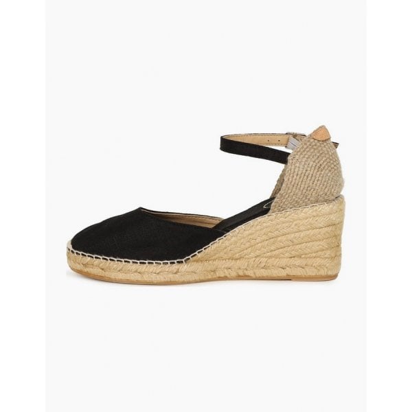 Caldes Mid Heel Espadrille in Black