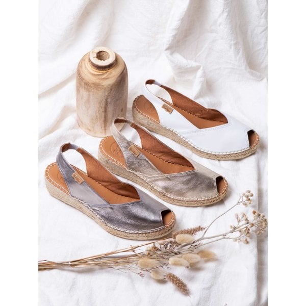 Bernia-P Mid Heel Espadrille in Platinum