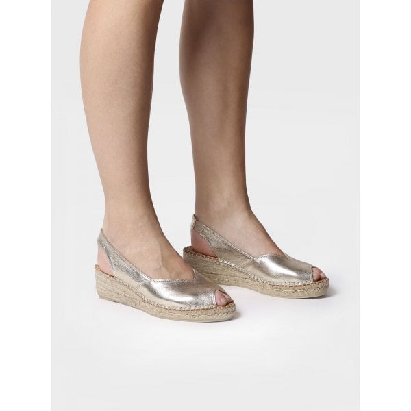 Bernia-P Mid Heel Espadrille in Platinum