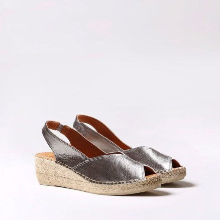 Bernia-P Mid Heel Espadrille in Steel