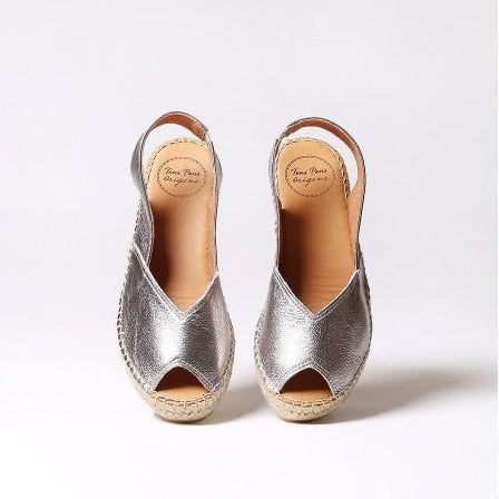 Bernia-P Mid Heel Espadrille in Steel