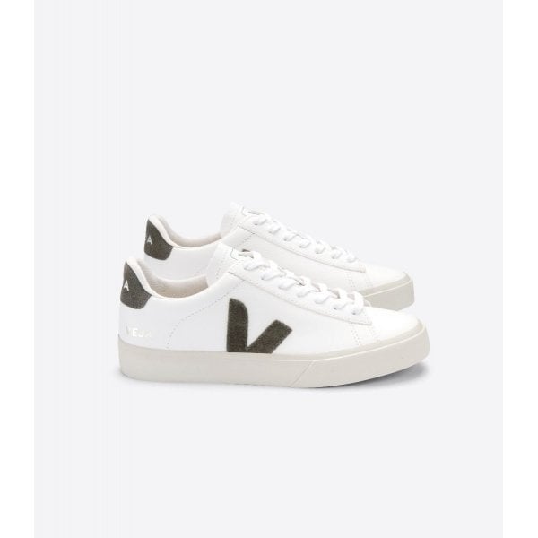 Womens Campo ChromeFree Leather Trainer in White/Kaki