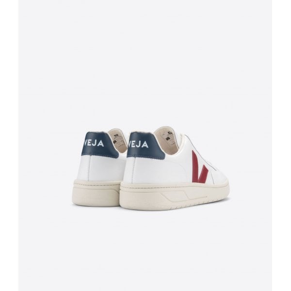 Womens V12 Leather Trainer in Extra-White/Marsala/ Nautico