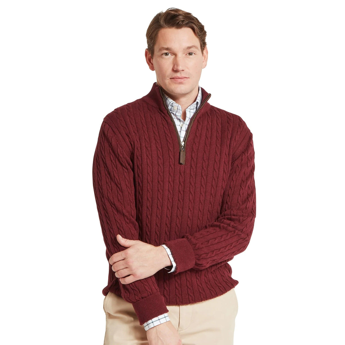 Calton Cotton Cashmere Cable 1/4 Zip Jumper