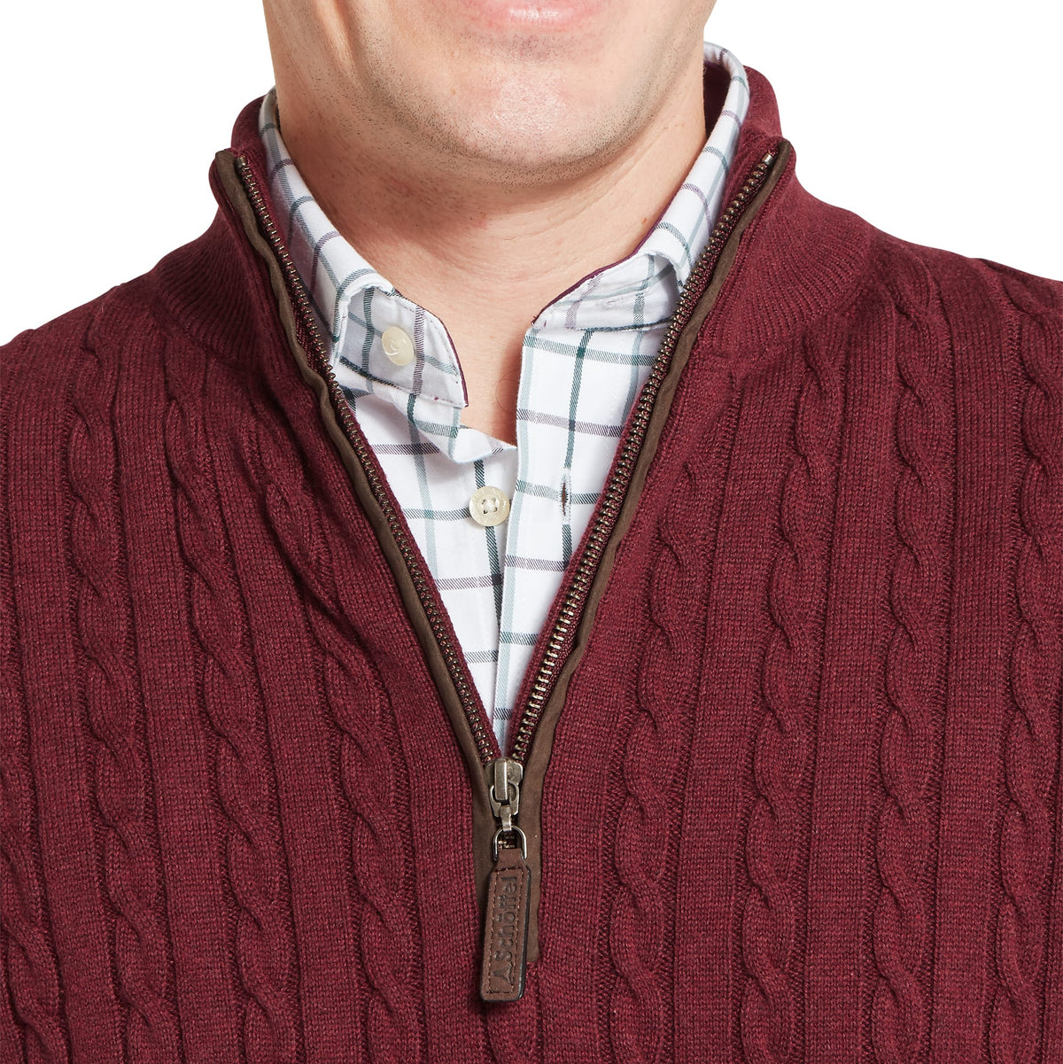 Calton Cotton Cashmere Cable 1/4 Zip Jumper
