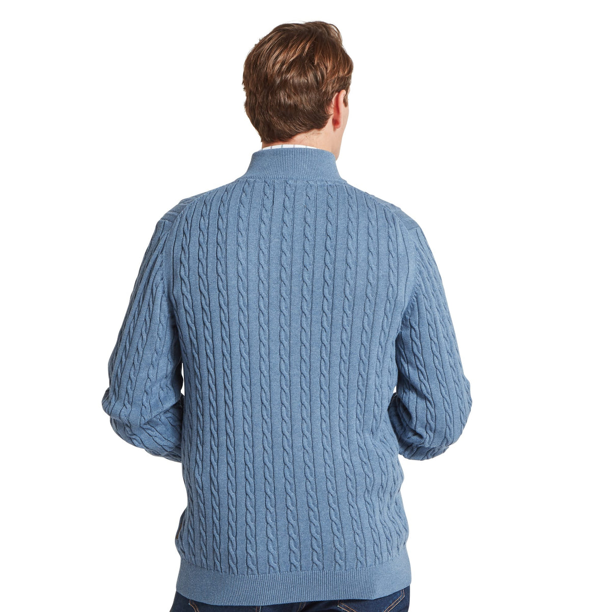 Calton Cotton Cashmere Cable 1/4 Zip Jumper