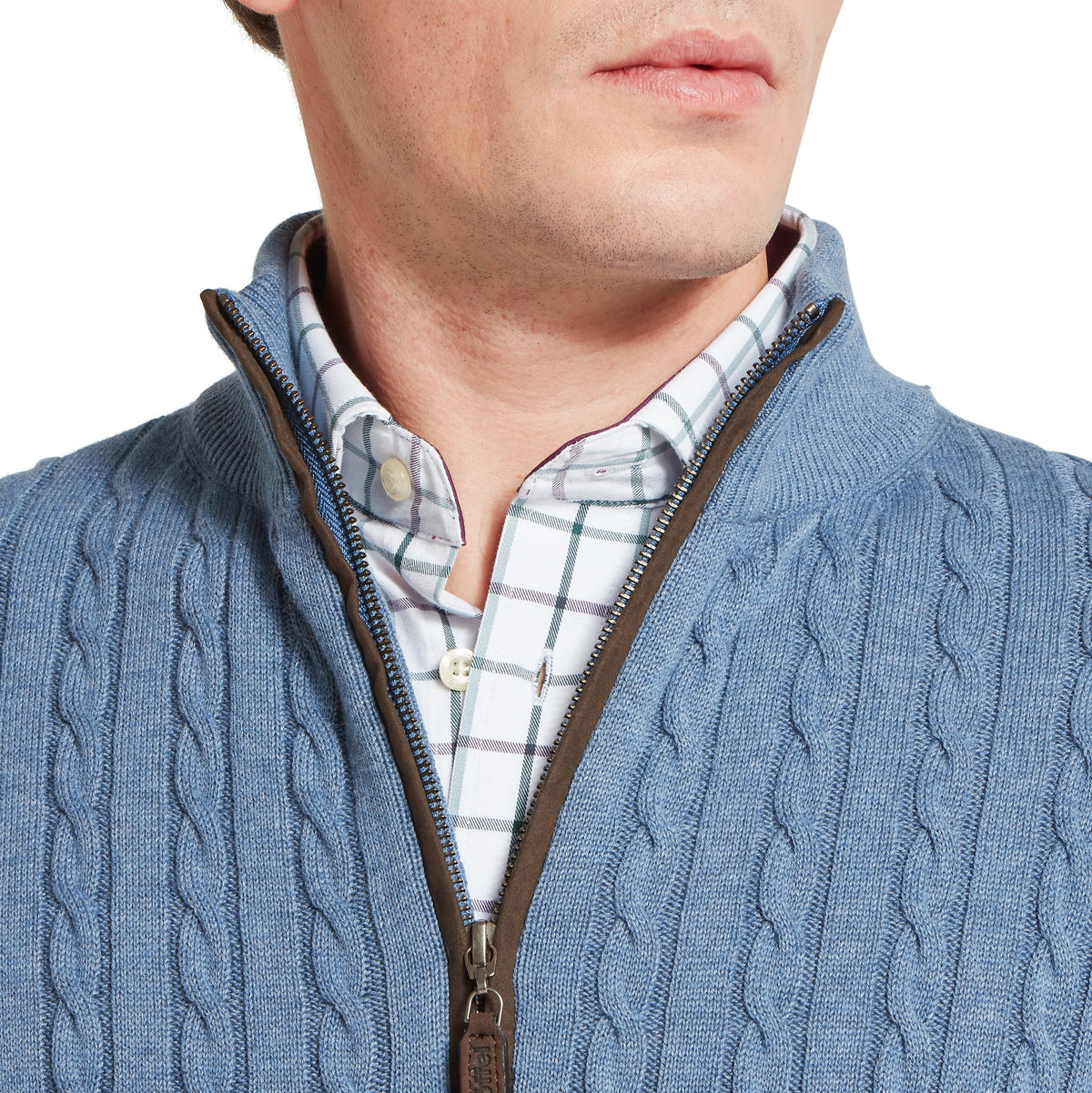 Calton Cotton Cashmere Cable 1/4 Zip Jumper